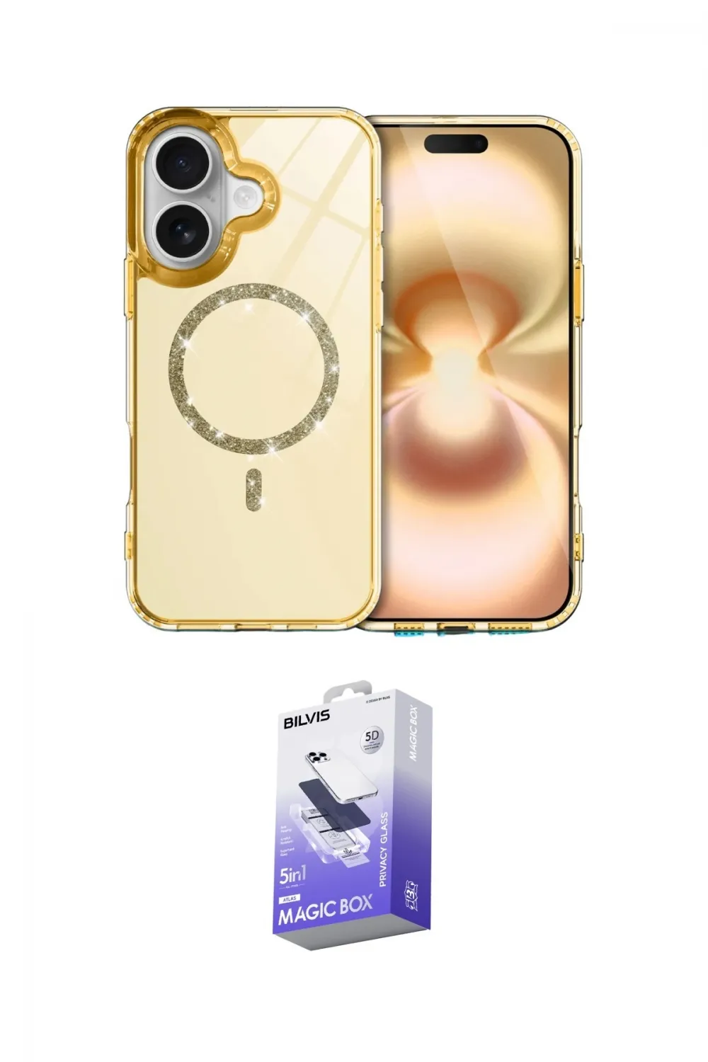 ieg™ iPhone 16 Kılıf Kıvılcım Form Prime - Siyah Bilvis 5in1 5D Magic Hayalet Cam Ekran Koruyucu