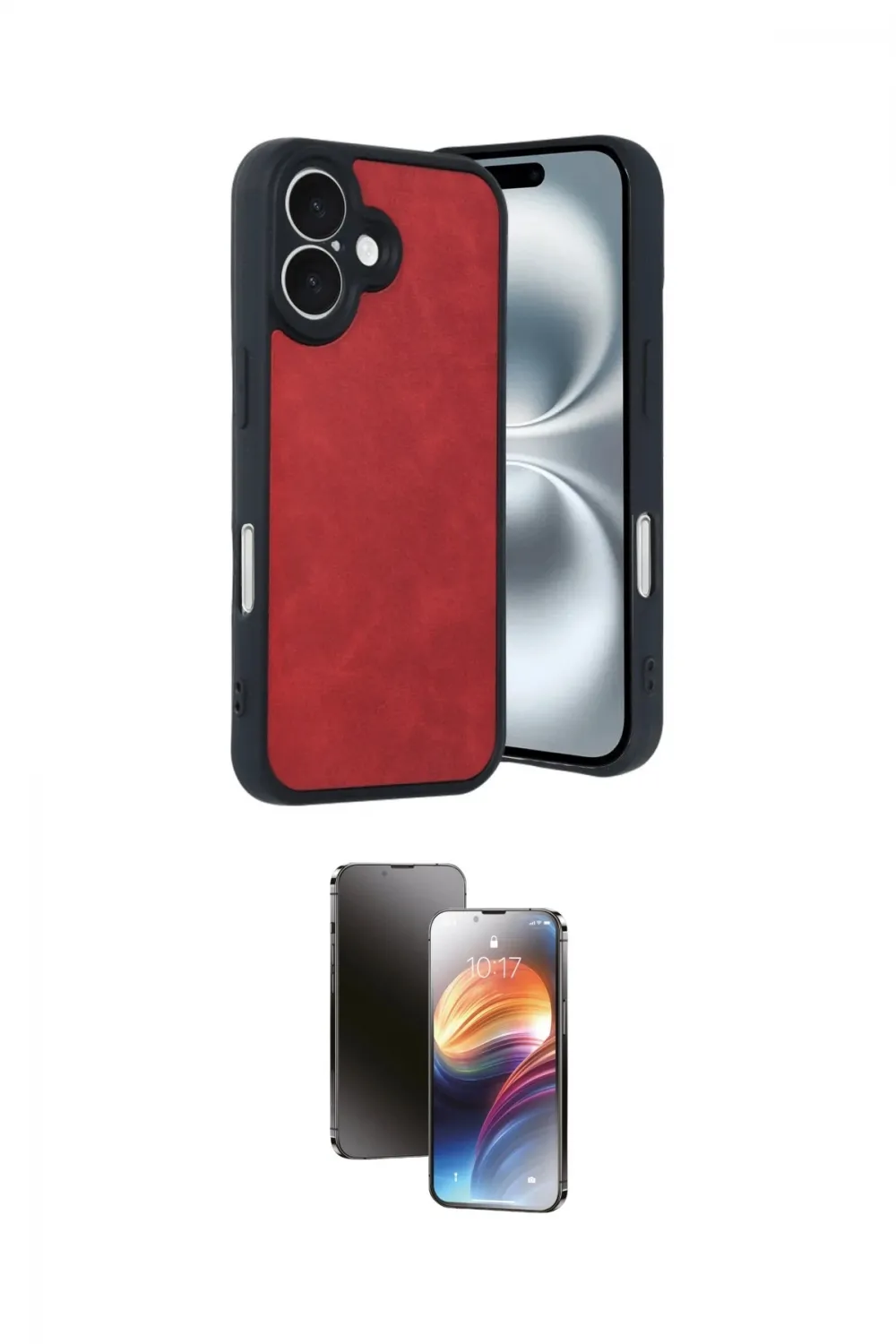 ieg™ iPhone 16 Kılıf Kıvılcım Işık Serisi - Siyah 3D Antistatik Mat Seramik Nano Ekran Koruyucu
