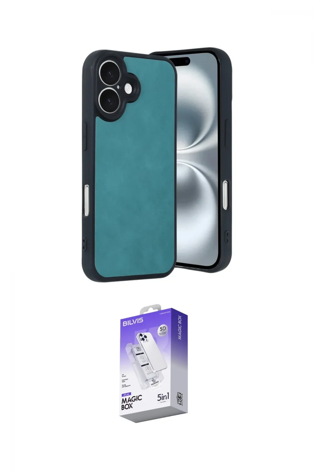 ieg™ iPhone 16 Kılıf Kıvılcım Işık Serisi - Siyah Bilvis 5in1 3D Magic Cam Ekran Koruyucu