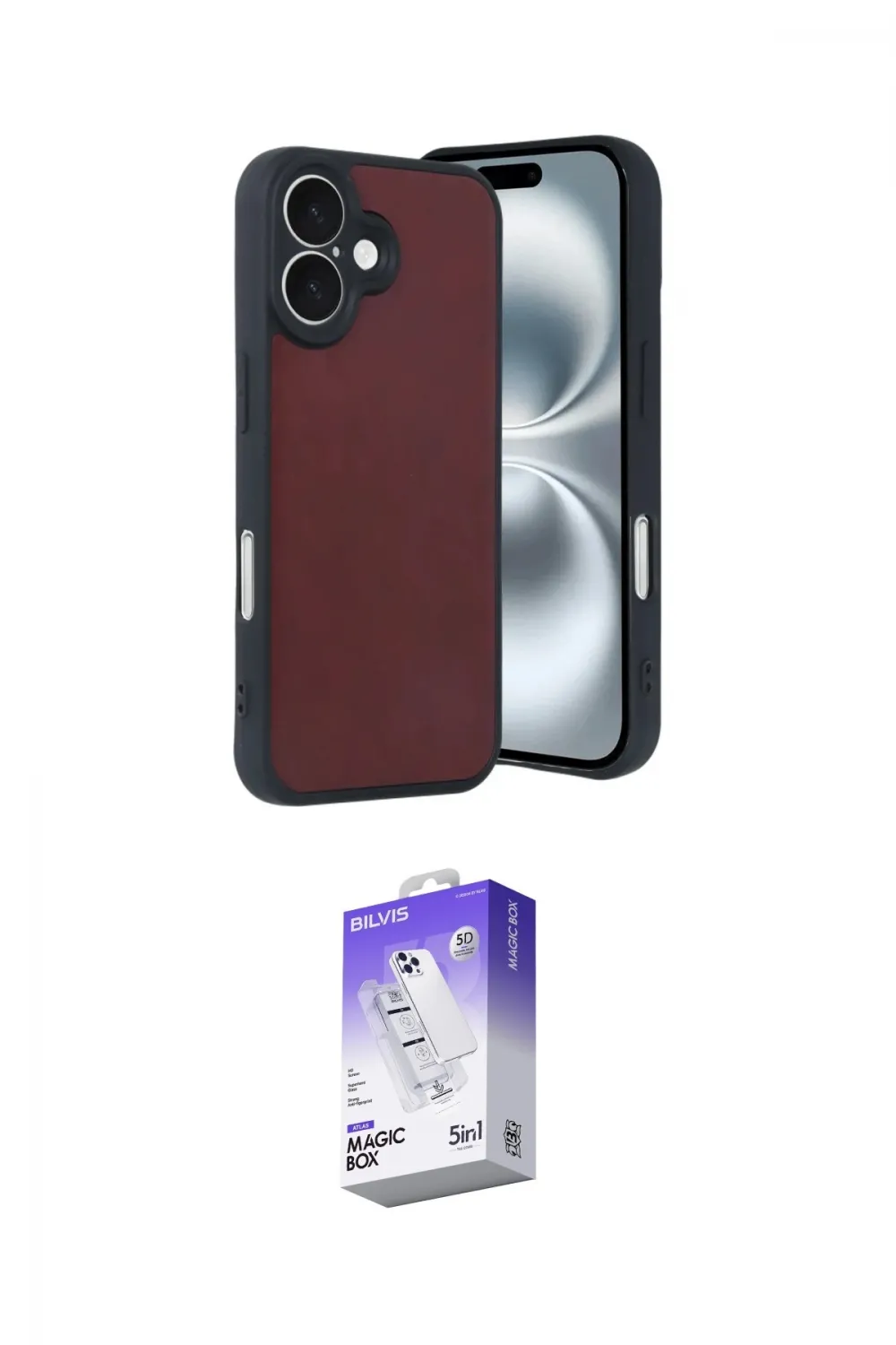 ieg™ iPhone 16 Kılıf Kıvılcım Işık Serisi - Siyah Bilvis 5in1 3D Magic Cam Ekran Koruyucu