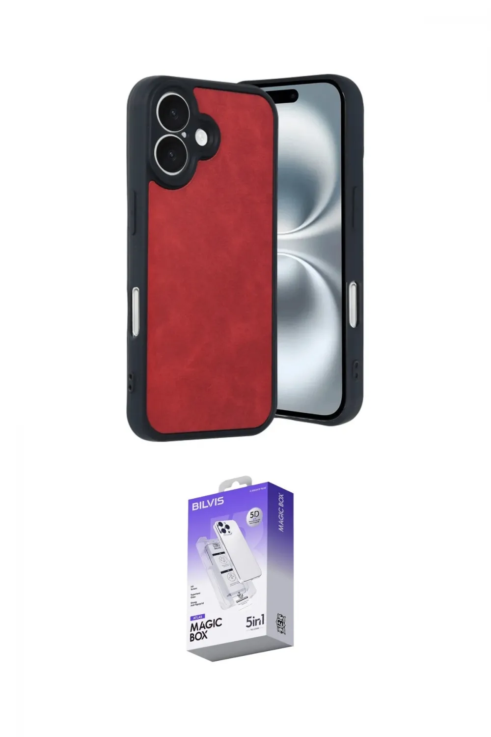 ieg™ iPhone 16 Kılıf Kıvılcım Işık Serisi - Siyah Bilvis 5in1 3D Magic Cam Ekran Koruyucu