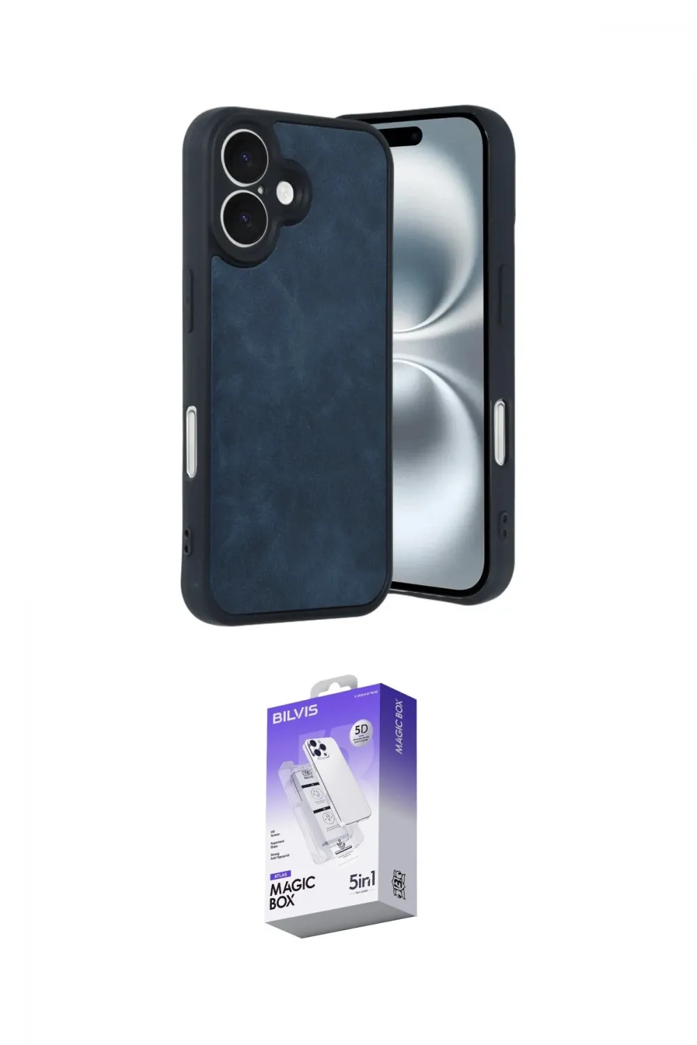 ieg™ iPhone 16 Kılıf Kıvılcım Işık Serisi - Siyah Bilvis 5in1 3D Magic Cam Ekran Koruyucu
