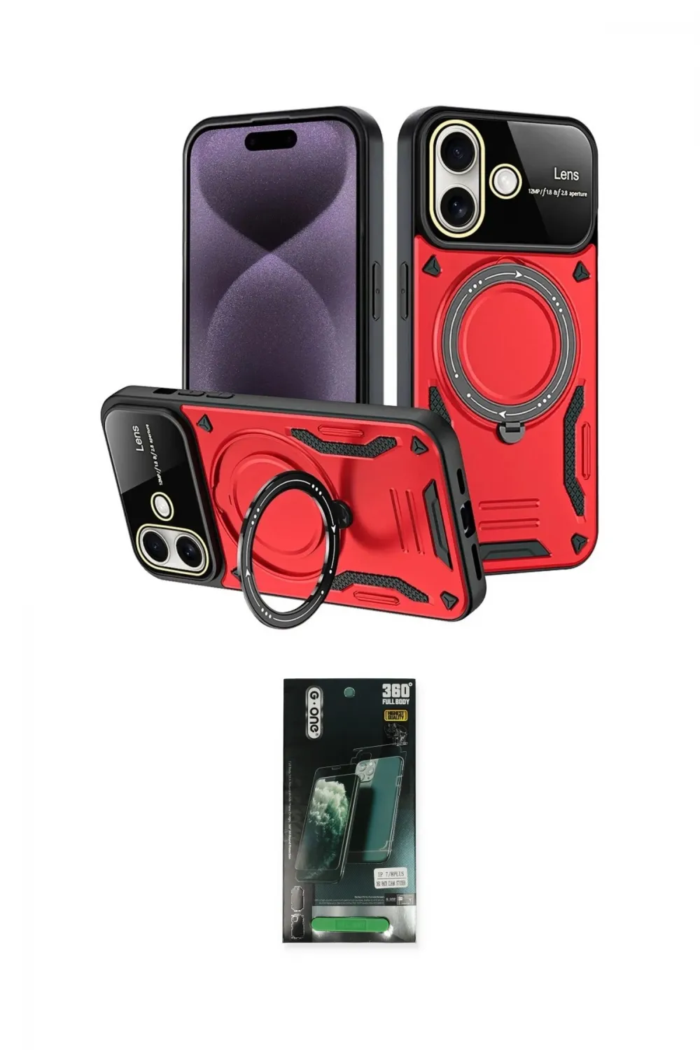 ieg™ iPhone 16 Kılıf Kıvılcım Modern Serisi - Siyah 360 Mat Full Body Arka Koruyucu