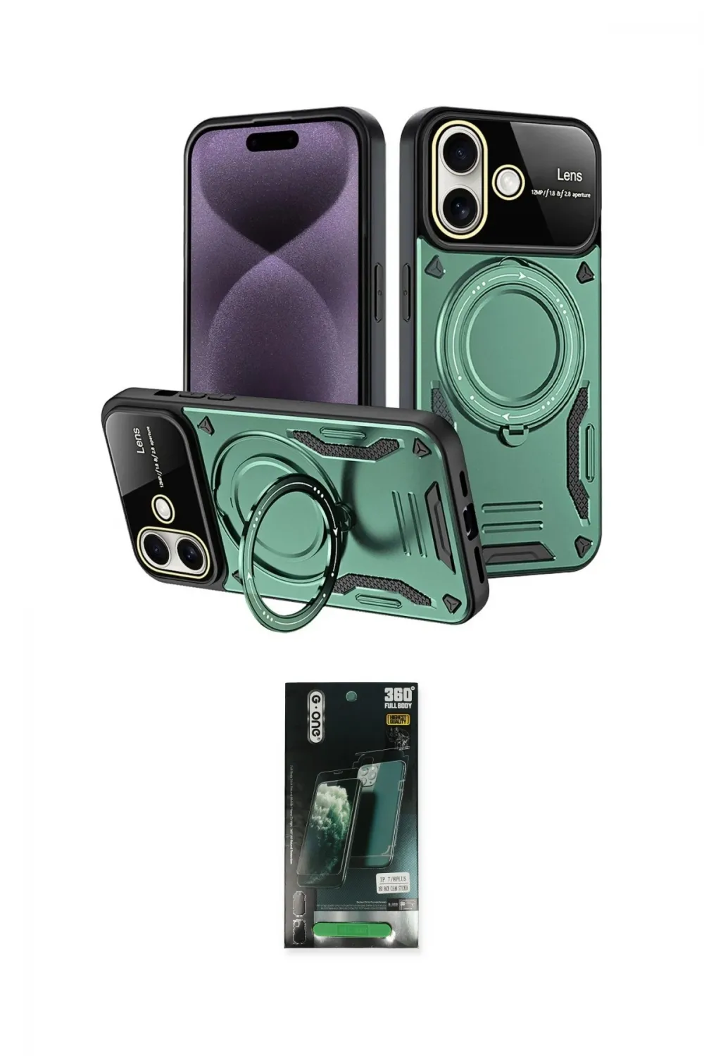 ieg™ iPhone 16 Kılıf Kıvılcım Modern Serisi - Siyah 360 Mat Full Body Arka Koruyucu