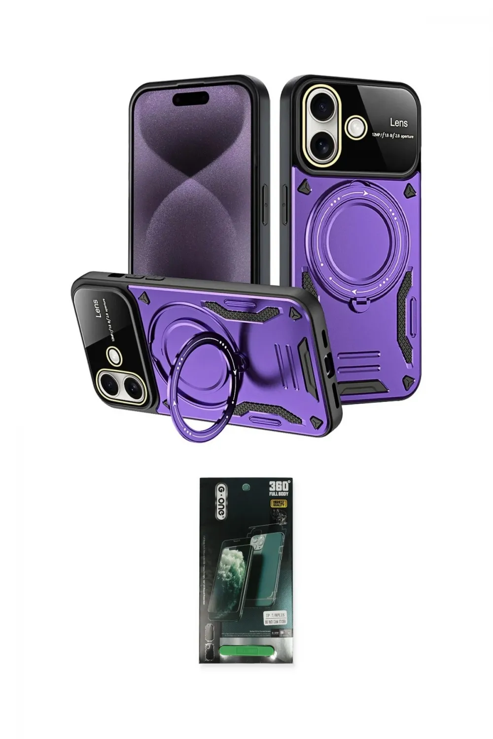 ieg™ iPhone 16 Kılıf Kıvılcım Modern Serisi - Siyah 360 Mat Full Body Arka Koruyucu