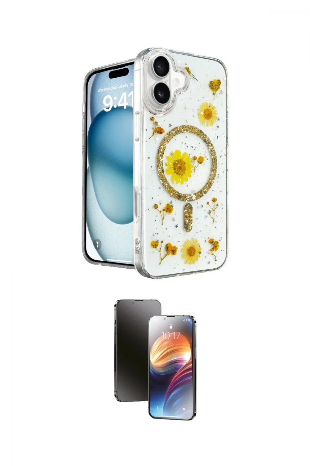 ieg™ iPhone 16 Kılıf Kozmos Doku - Siyah 3D Antistatik Mat Seramik Nano Ekran Koruyucu