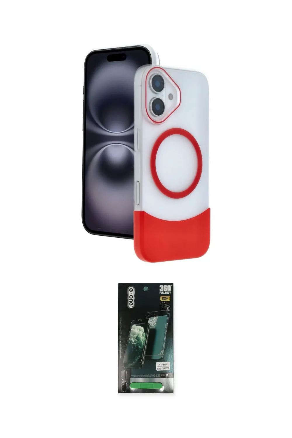 ieg™ iPhone 16 Kılıf Kozmos Form Özel Seri - Siyah 360 Mat Full Body Arka Koruyucu