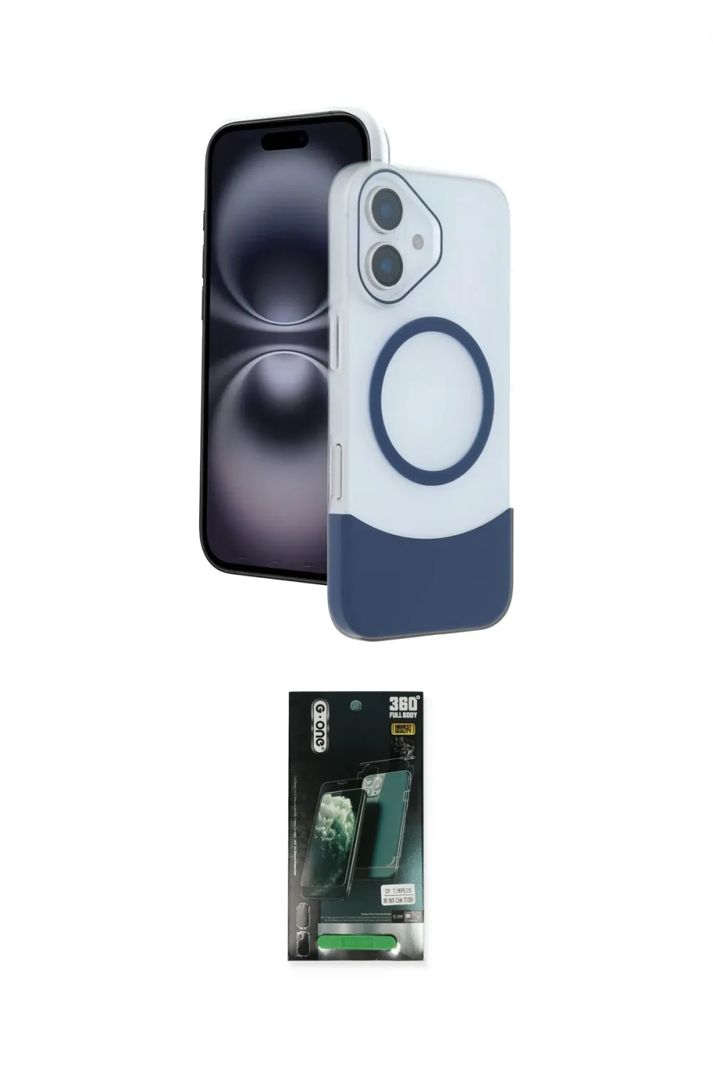 ieg™ iPhone 16 Kılıf Kozmos Form Özel Seri - Siyah 360 Mat Full Body Arka Koruyucu