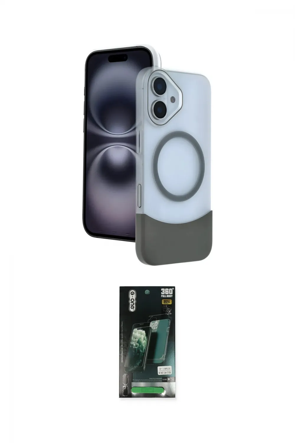 ieg™ iPhone 16 Kılıf Kozmos Form Özel Seri - Siyah 360 Mat Full Body Arka Koruyucu