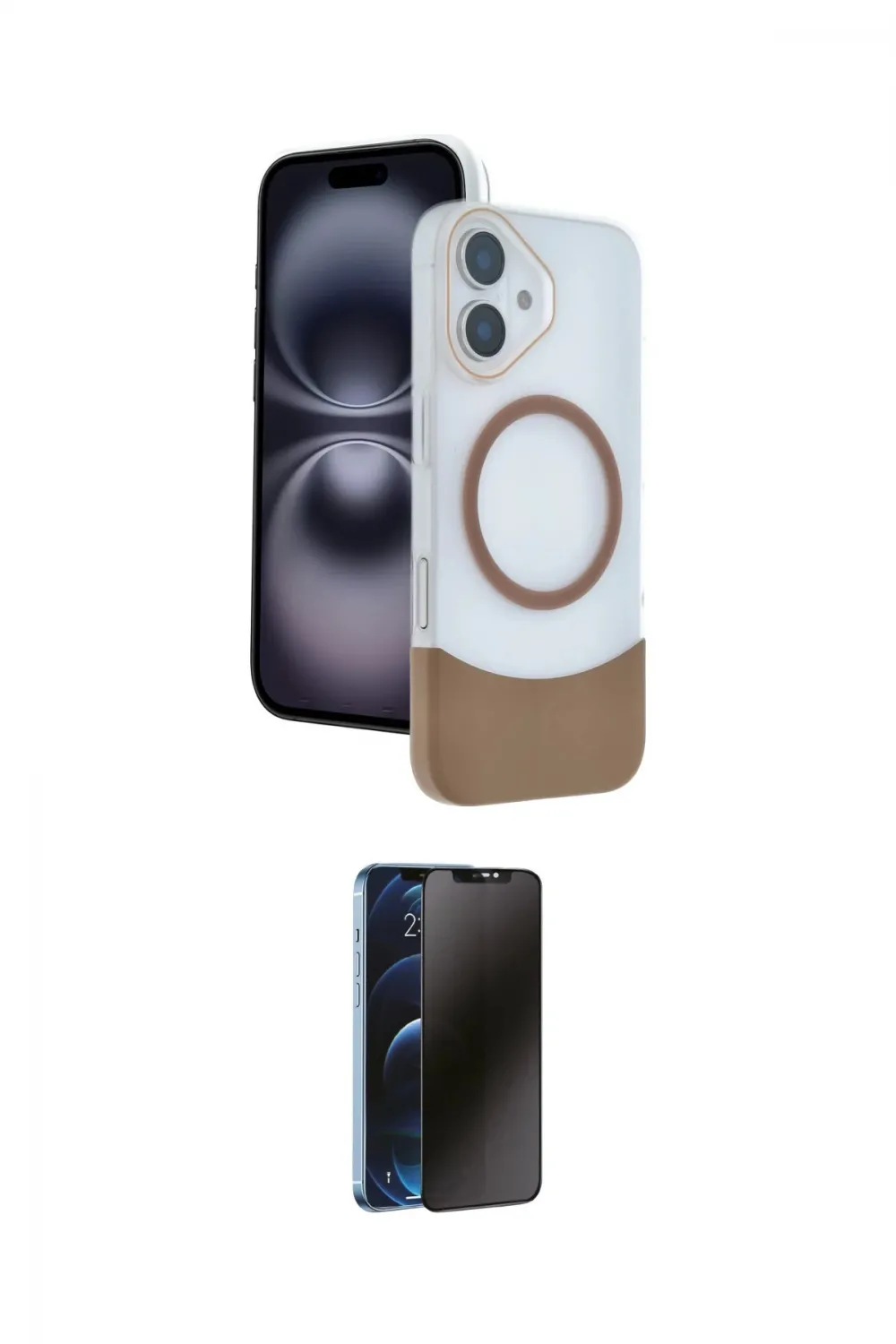 ieg™ iPhone 16 Kılıf Kozmos Form Özel Seri - Siyah 3D Antistatik Hayalet Cam Ekran Koruyucu