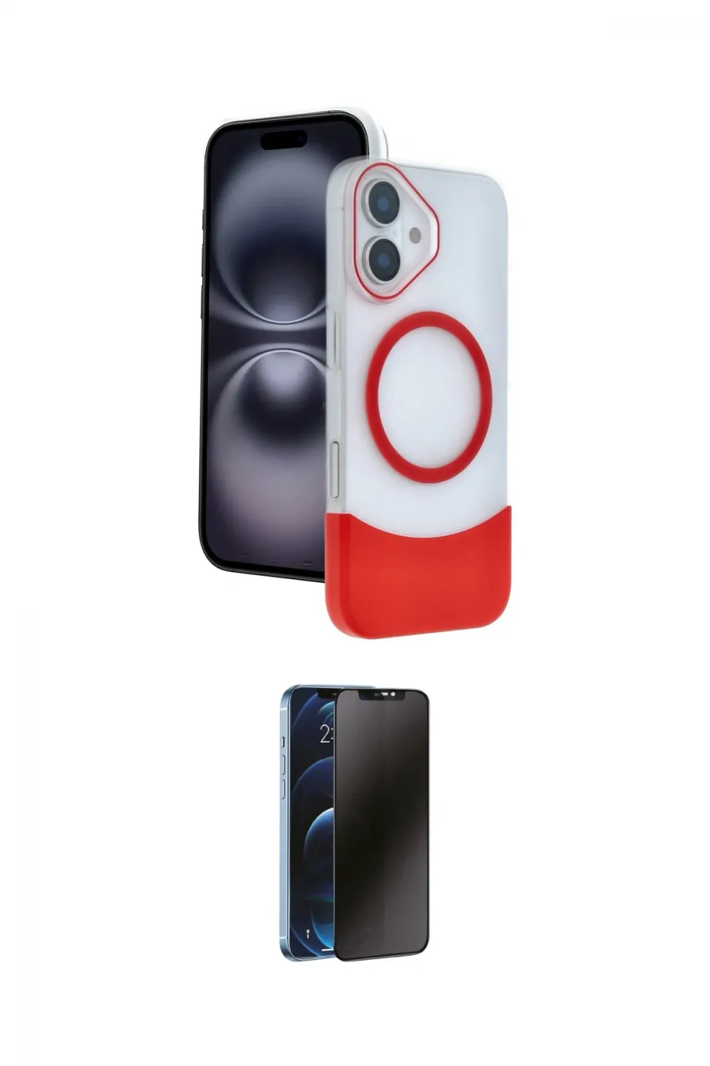 ieg™ iPhone 16 Kılıf Kozmos Form Özel Seri - Siyah 3D Antistatik Hayalet Cam Ekran Koruyucu