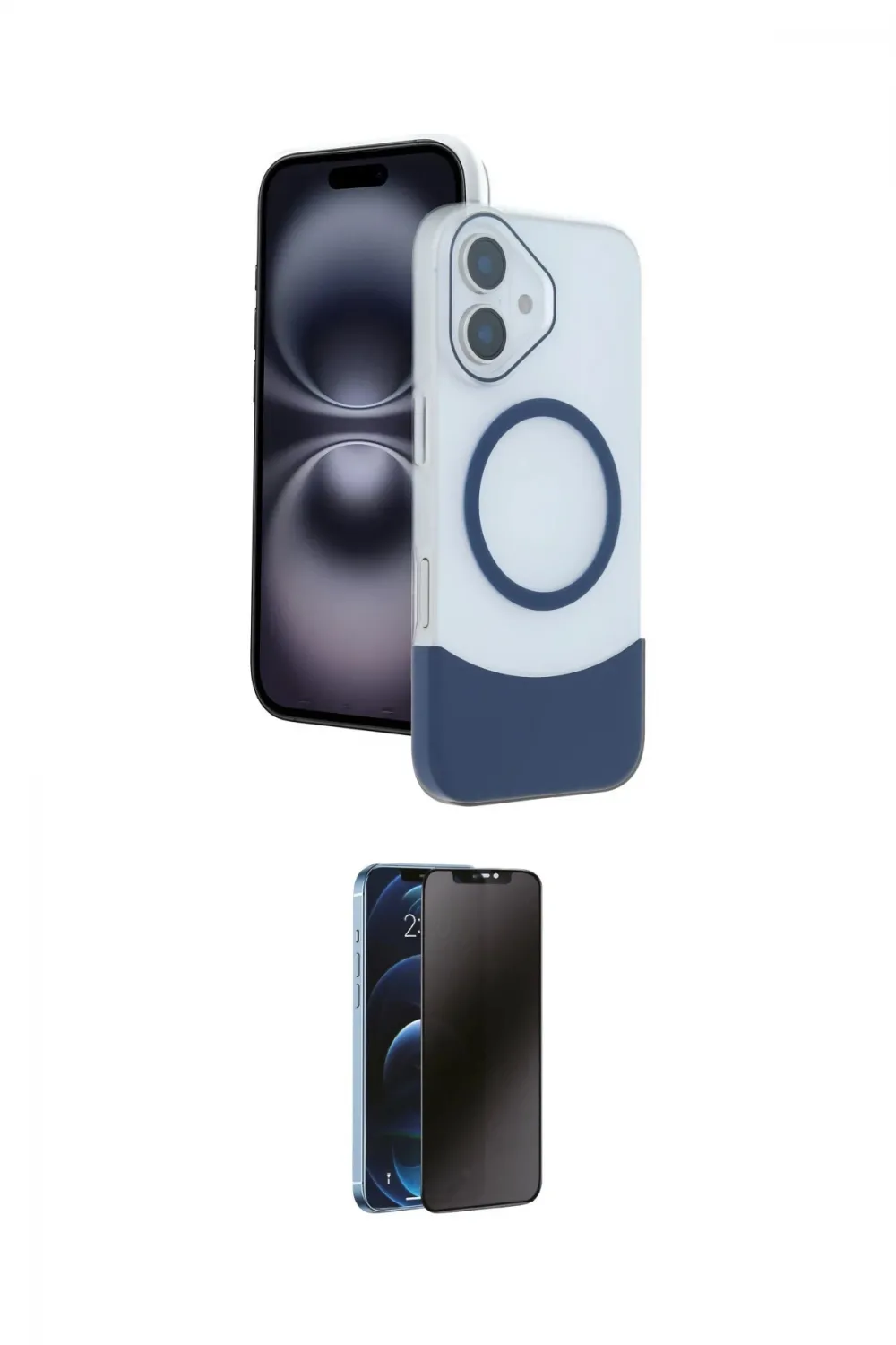ieg™ iPhone 16 Kılıf Kozmos Form Özel Seri - Siyah 3D Antistatik Hayalet Cam Ekran Koruyucu