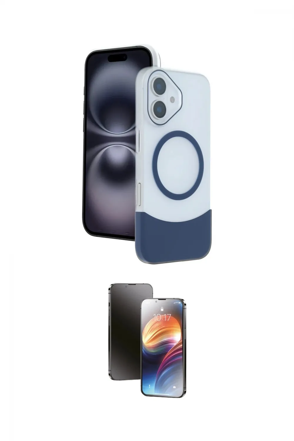 ieg™ iPhone 16 Kılıf Kozmos Form Özel Seri - Siyah 3D Antistatik Mat Seramik Nano Ekran Koruyucu