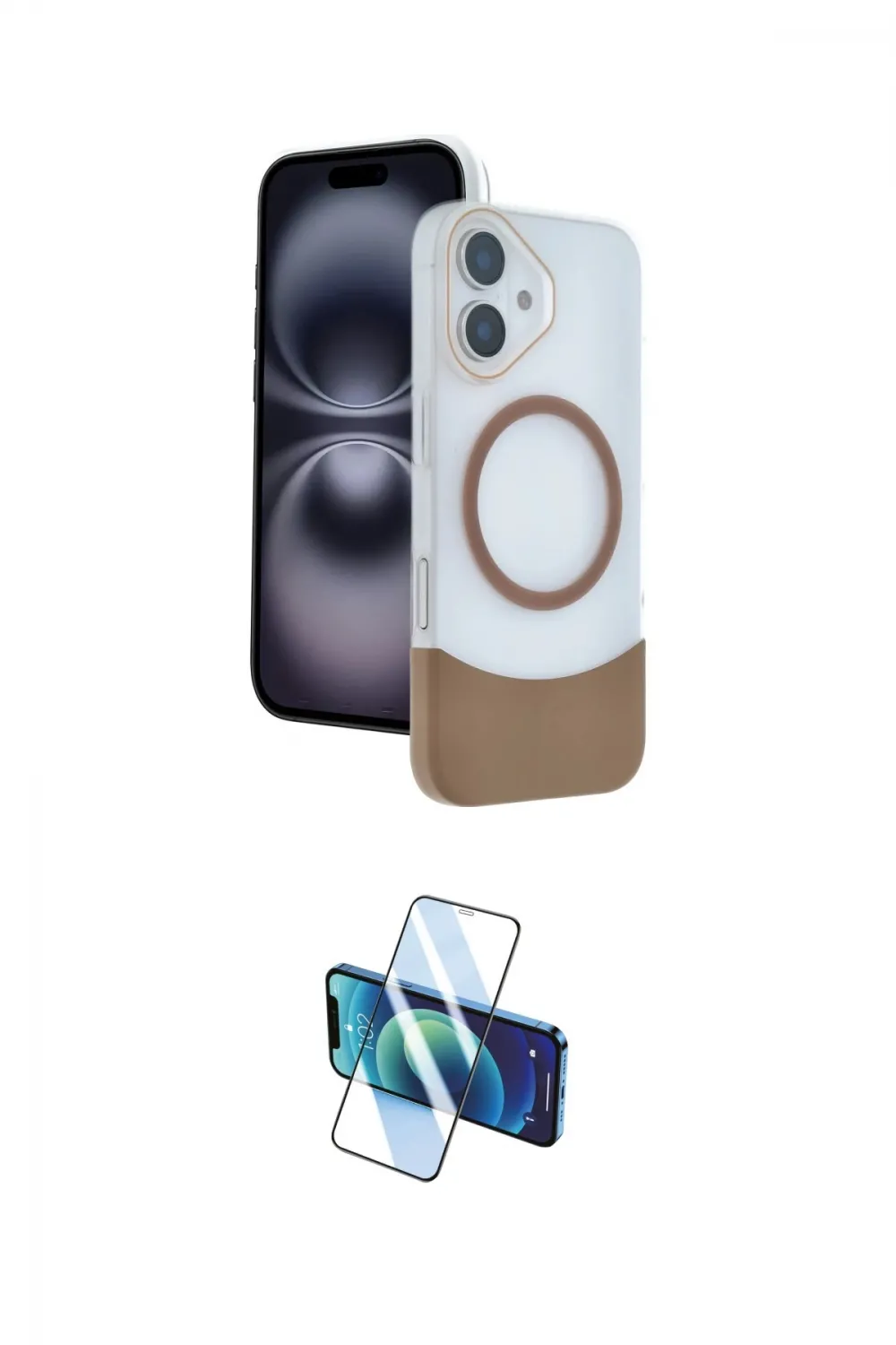ieg™ iPhone 16 Kılıf Kozmos Form Özel Seri - Siyah 3D Antistatik Seramik Nano Ekran Koruyucu