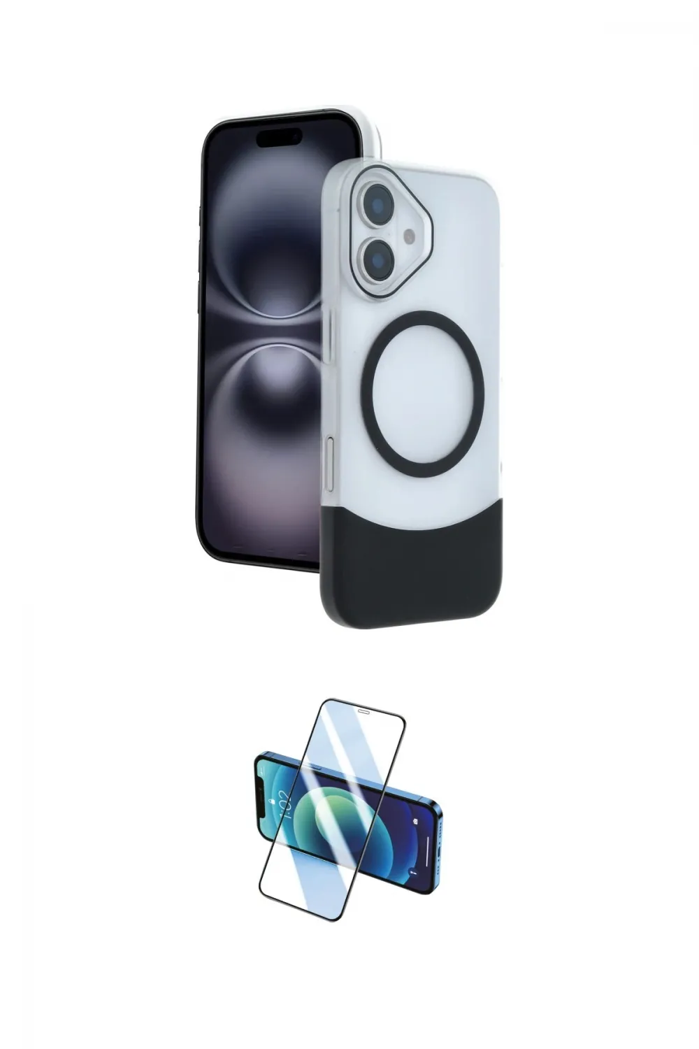 ieg™ iPhone 16 Kılıf Kozmos Form Özel Seri - Siyah 3D Antistatik Seramik Nano Ekran Koruyucu