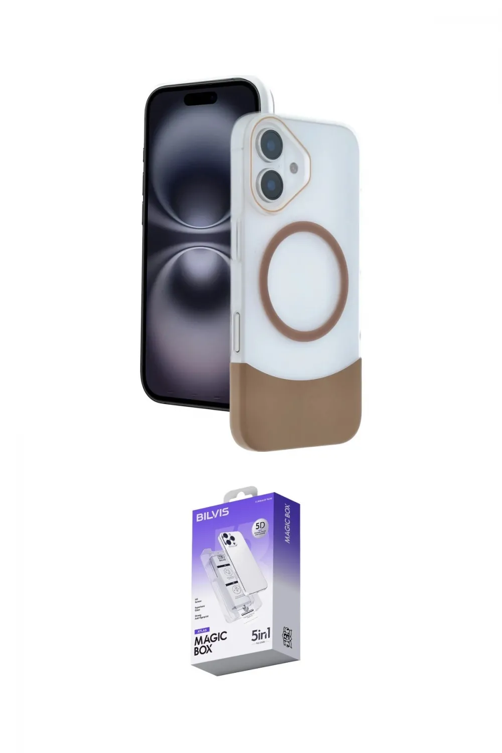 ieg™ iPhone 16 Kılıf Kozmos Form Özel Seri - Siyah Bilvis 5in1 3D Magic Cam Ekran Koruyucu