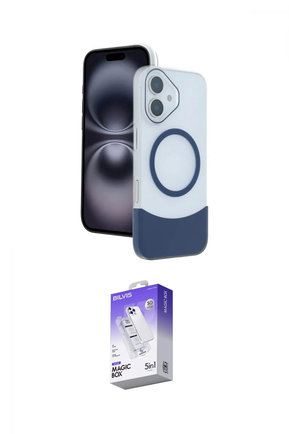 ieg™ iPhone 16 Kılıf Kozmos Form Özel Seri - Siyah Bilvis 5in1 3D Magic Cam Ekran Koruyucu