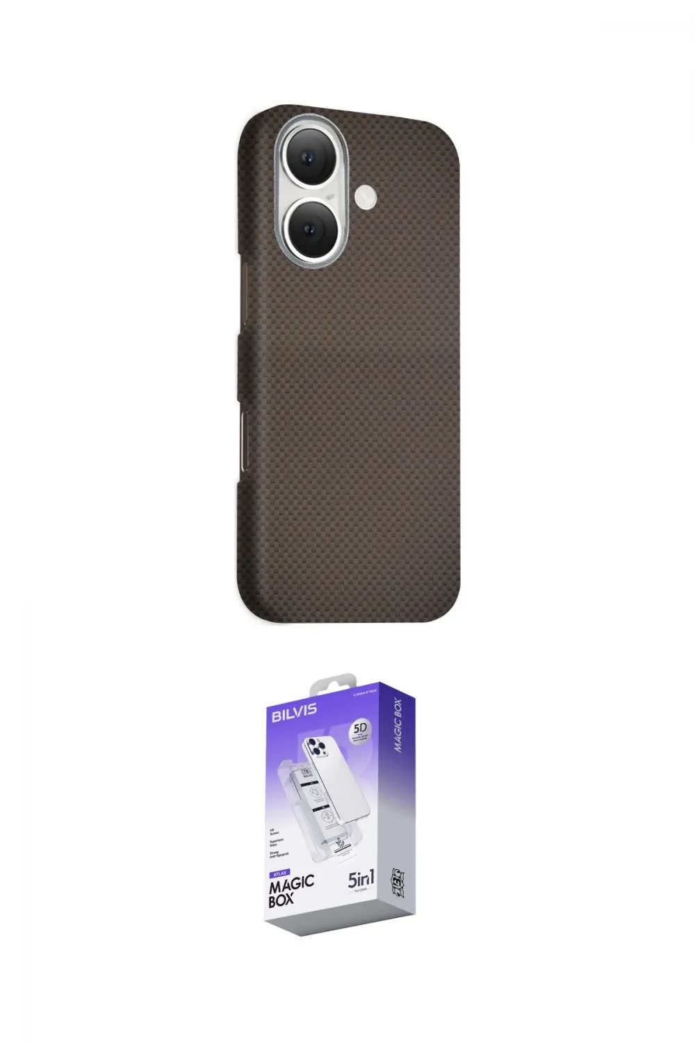 ieg™ iPhone 16 Kılıf Kozmos Klasik Prime - Siyah Bilvis 5in1 3D Magic Cam Ekran Koruyucu