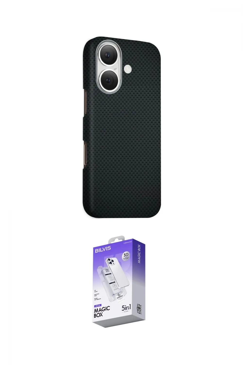ieg™ iPhone 16 Kılıf Kozmos Klasik Prime - Siyah Bilvis 5in1 3D Magic Cam Ekran Koruyucu