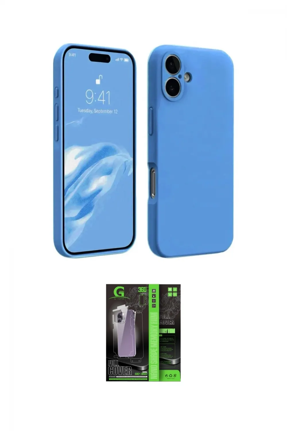 ieg™ iPhone 16 Kılıf Kozmos Yansıma Özel Seri - Şeffaf 360 Full Body Arka Koruyucu