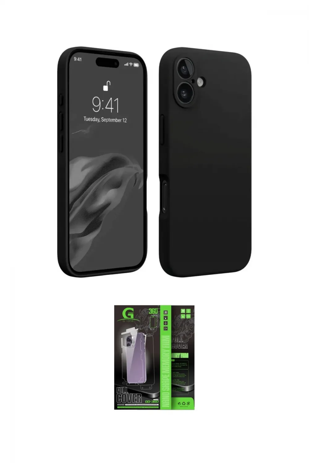 ieg™ iPhone 16 Kılıf Kozmos Yansıma Özel Seri - Şeffaf 360 Full Body Arka Koruyucu