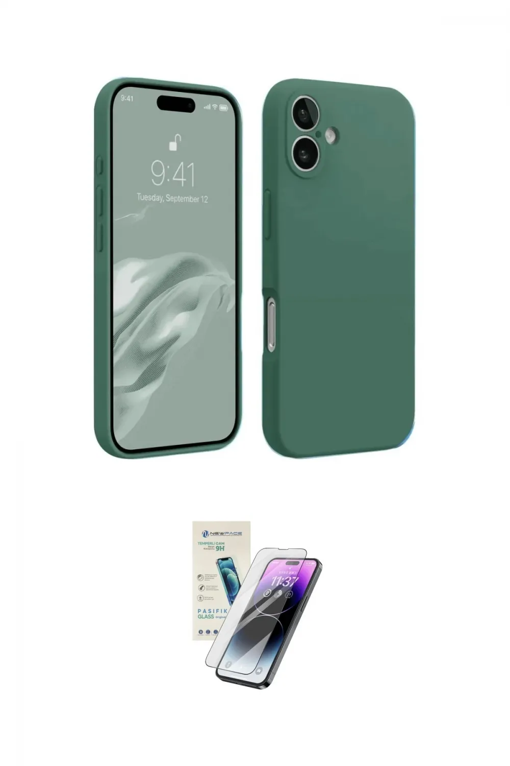 ieg™ iPhone 16 Kılıf Kozmos Yansıma Özel Seri - Şeffaf Pasifik Cam Ekran Koruyucu