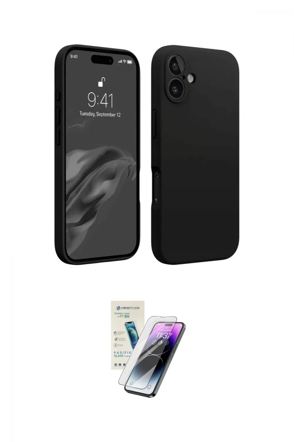ieg™ iPhone 16 Kılıf Kozmos Yansıma Özel Seri - Şeffaf Pasifik Cam Ekran Koruyucu