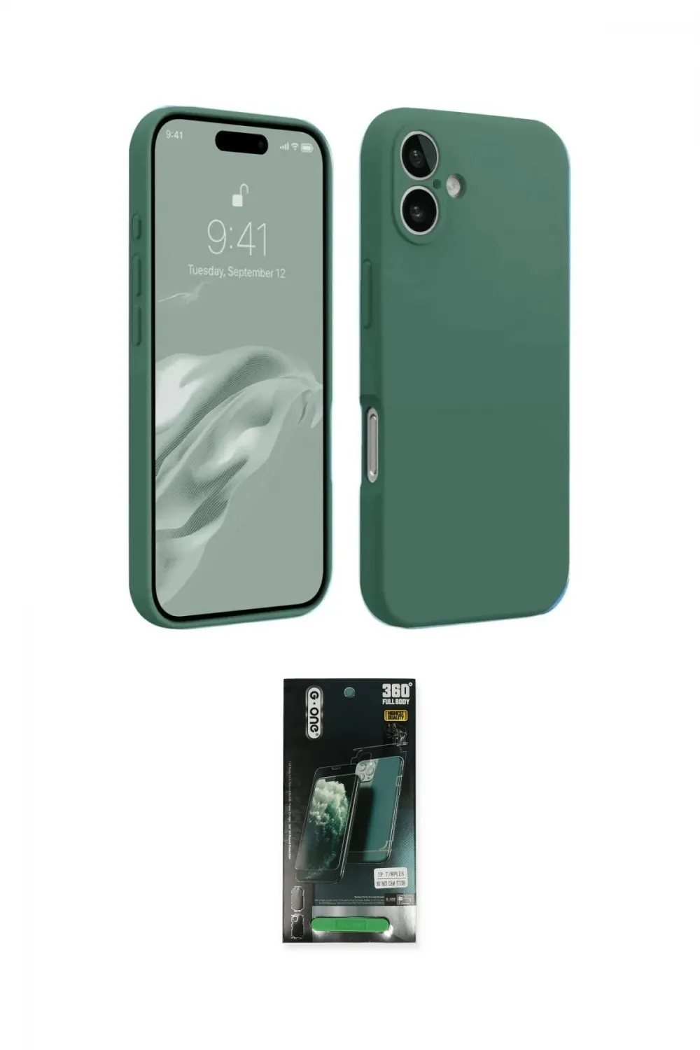 ieg™ iPhone 16 Kılıf Kozmos Yansıma Özel Seri - Siyah 360 Mat Full Body Arka Koruyucu