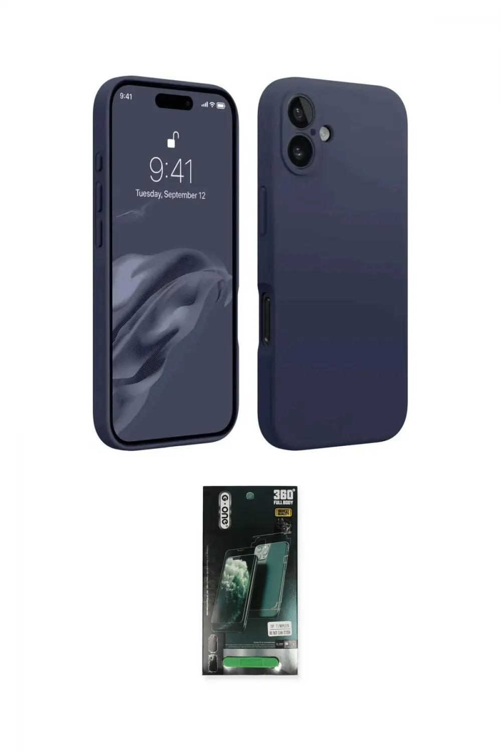 ieg™ iPhone 16 Kılıf Kozmos Yansıma Özel Seri - Siyah 360 Mat Full Body Arka Koruyucu