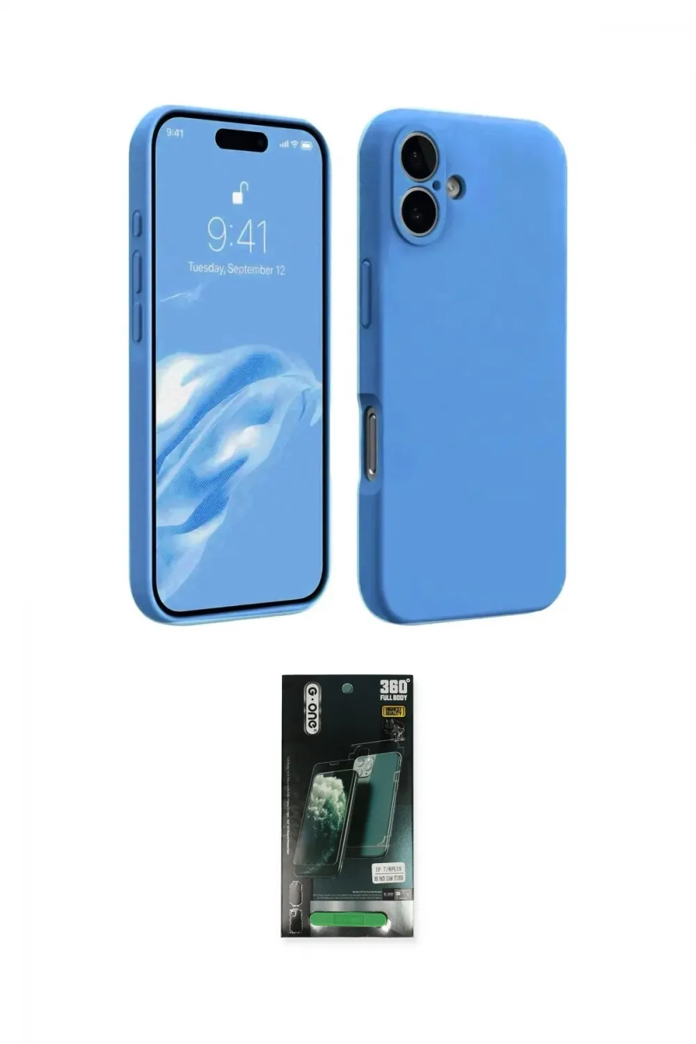 ieg™ iPhone 16 Kılıf Kozmos Yansıma Özel Seri - Siyah 360 Mat Full Body Arka Koruyucu