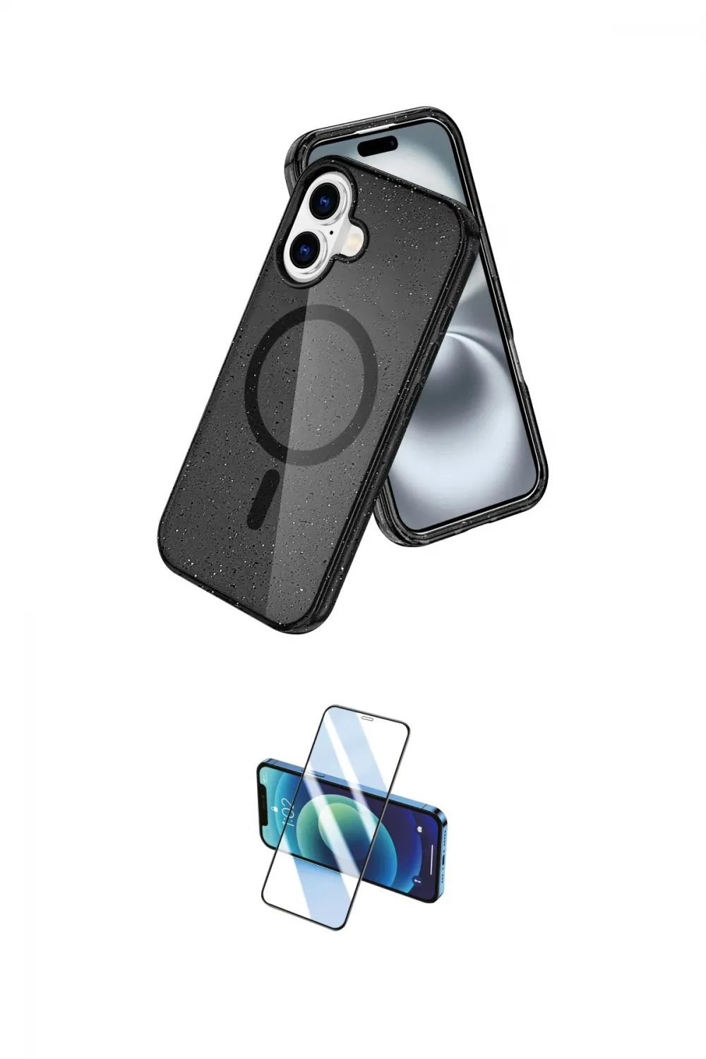 ieg™ iPhone 16 Kılıf Nova Asil Prime - Siyah 3D Antistatik Seramik Nano Ekran Koruyucu
