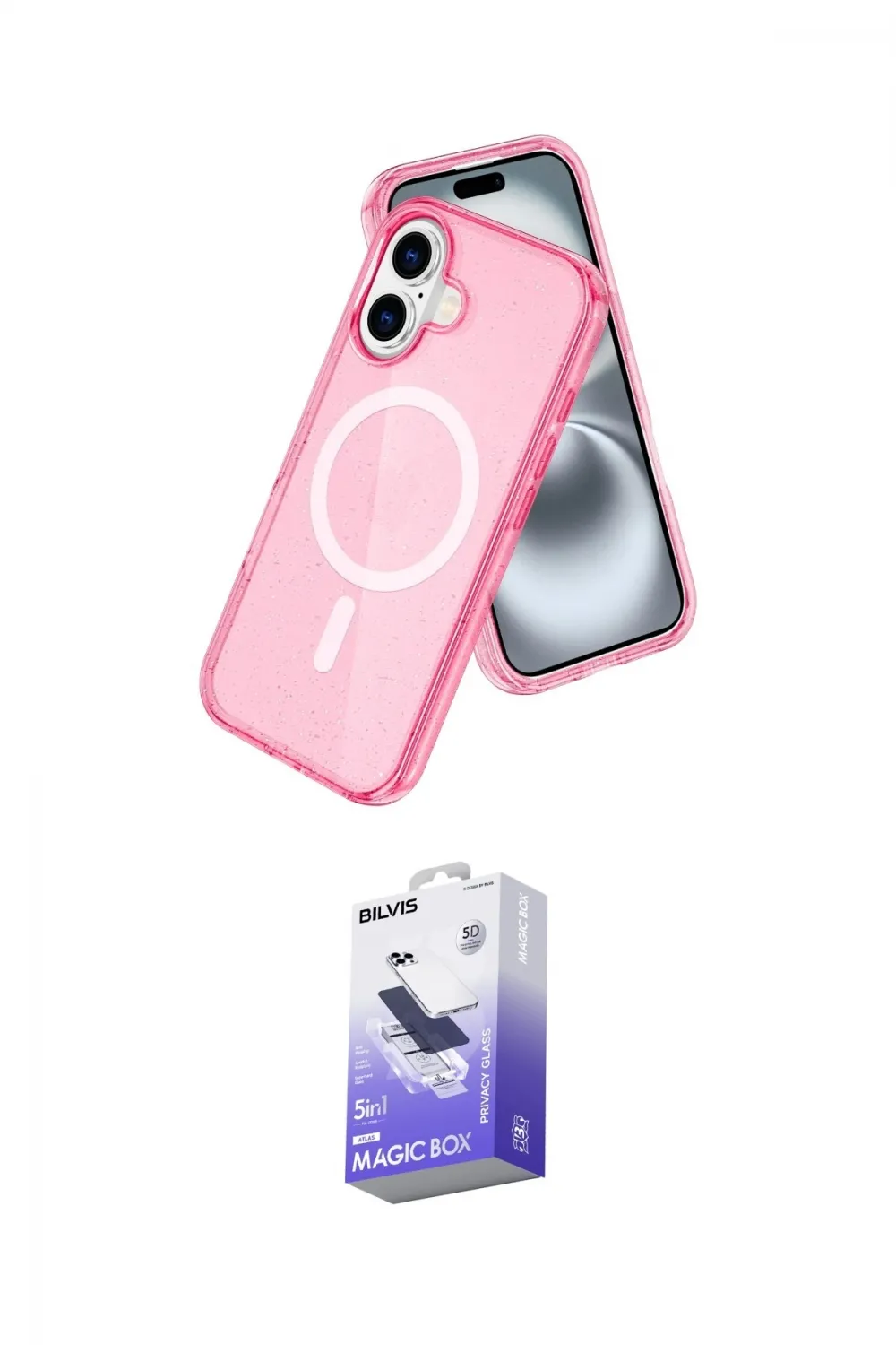 ieg™ iPhone 16 Kılıf Nova Asil Prime - Siyah Bilvis 5in1 5D Magic Hayalet Cam Ekran Koruyucu