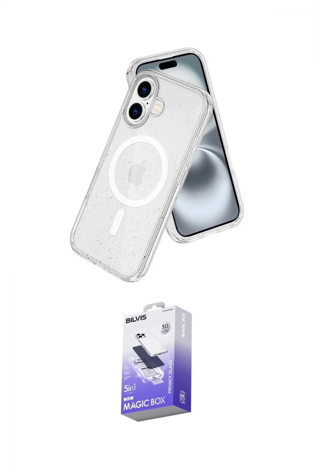 ieg™ iPhone 16 Kılıf Nova Asil Prime - Siyah Bilvis 5in1 5D Magic Hayalet Cam Ekran Koruyucu