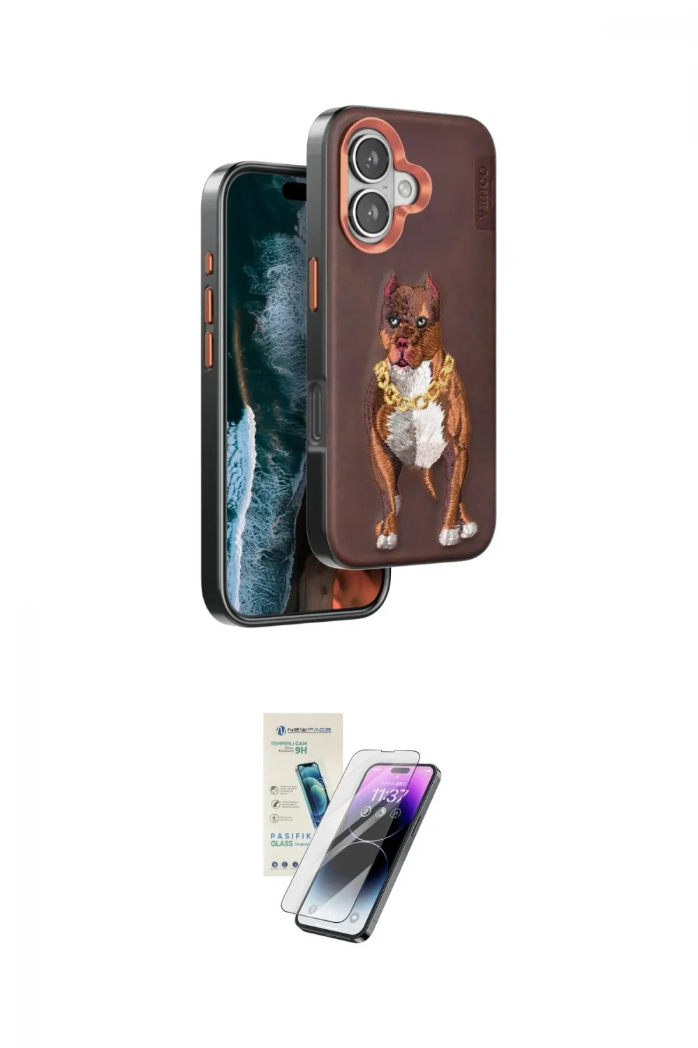 ieg™ iPhone 16 Kılıf Nova Form Koleksiyonu - Şeffaf Pasifik Cam Ekran Koruyucu