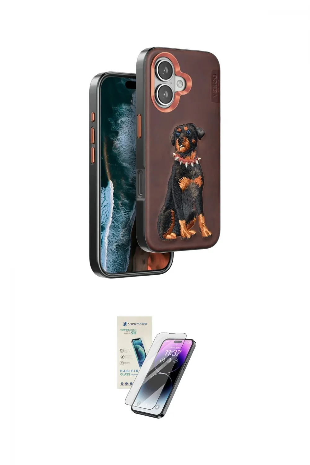 ieg™ iPhone 16 Kılıf Nova Form Koleksiyonu - Şeffaf Pasifik Cam Ekran Koruyucu