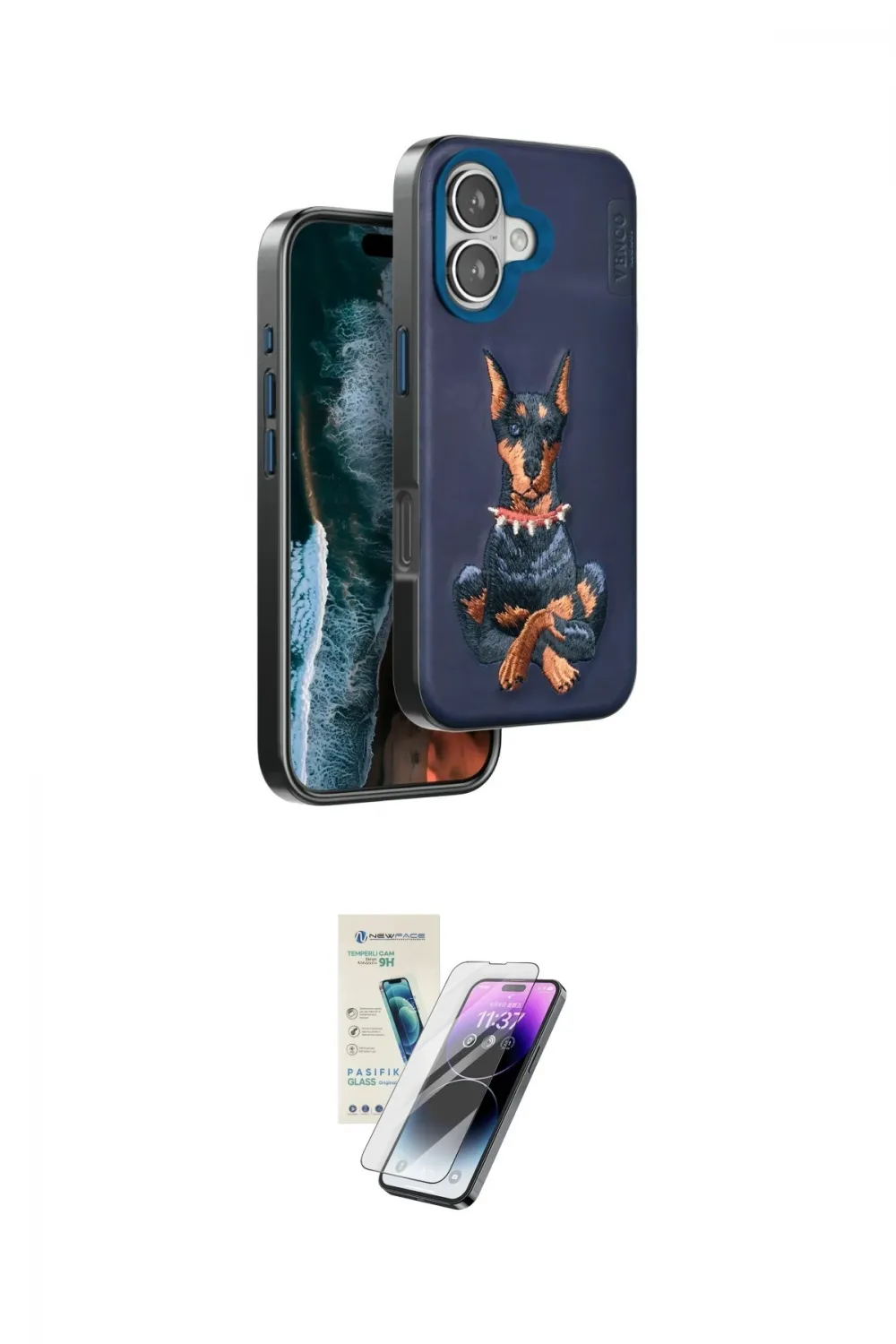 ieg™ iPhone 16 Kılıf Nova Form Koleksiyonu - Şeffaf Pasifik Cam Ekran Koruyucu
