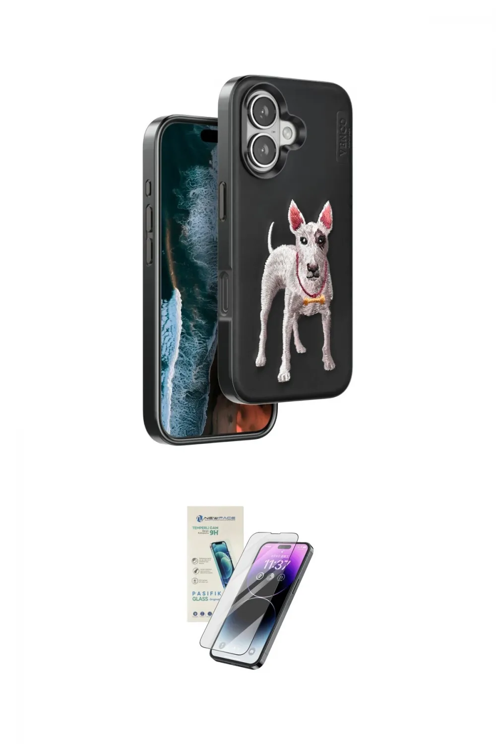 ieg™ iPhone 16 Kılıf Nova Form Koleksiyonu - Şeffaf Pasifik Cam Ekran Koruyucu