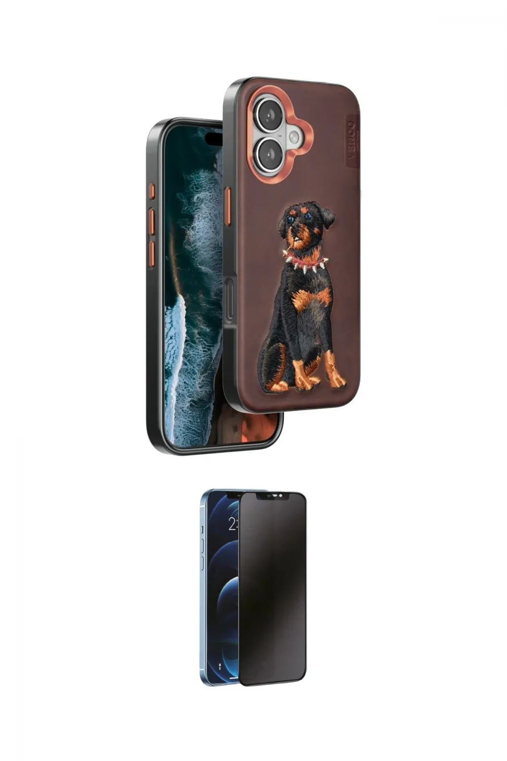 ieg™ iPhone 16 Kılıf Nova Form Koleksiyonu - Siyah 3D Antistatik Hayalet Cam Ekran Koruyucu