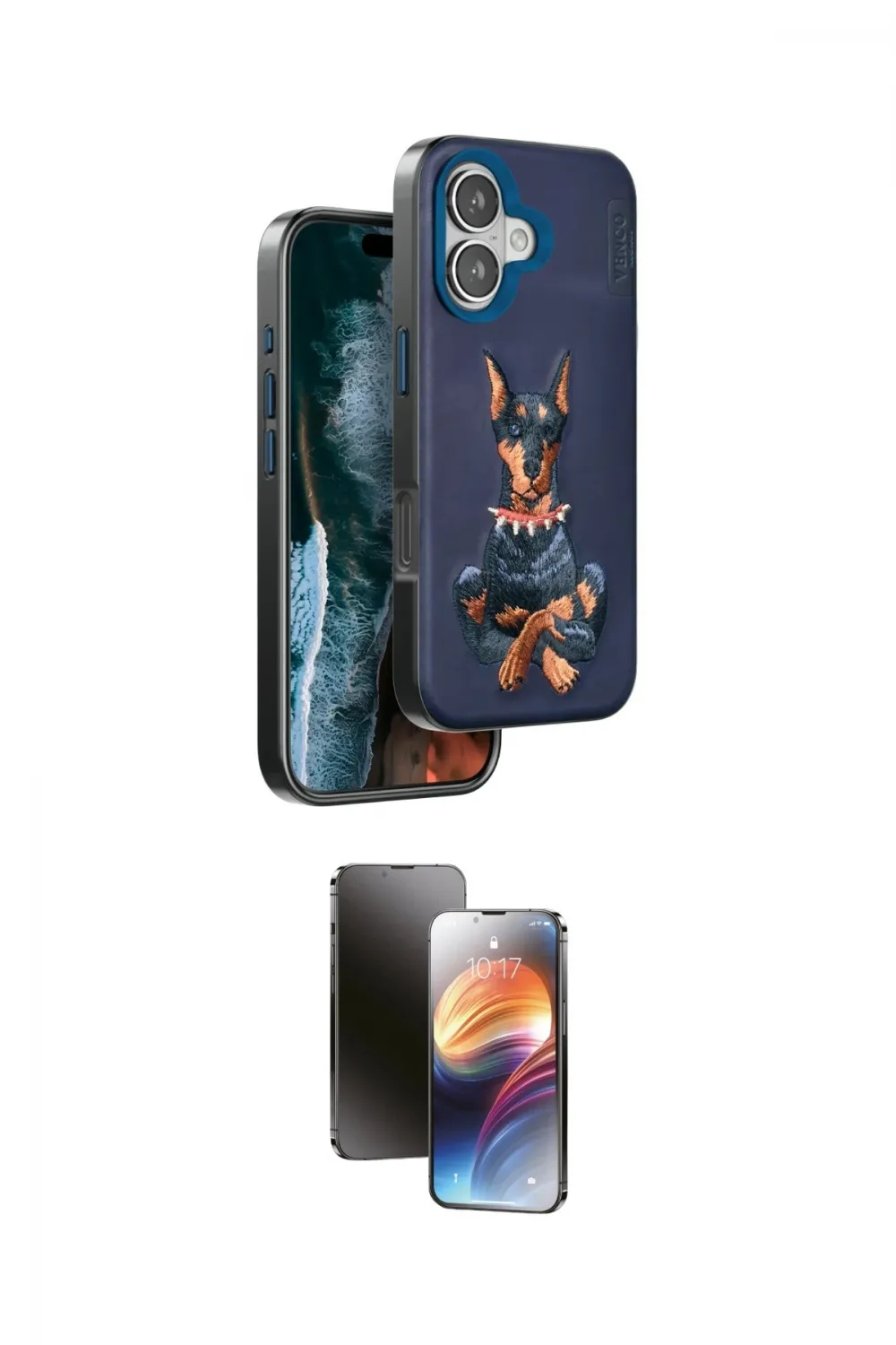 ieg™ iPhone 16 Kılıf Nova Form Koleksiyonu - Siyah 3D Antistatik Mat Seramik Nano Ekran Koruyucu