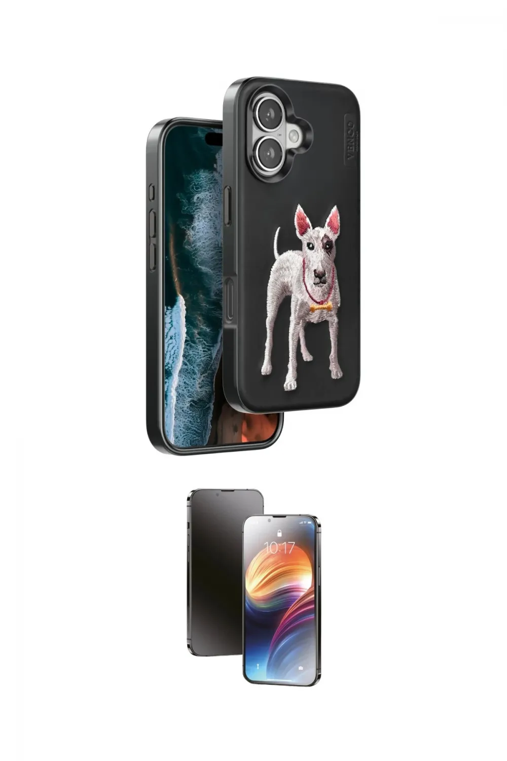 ieg™ iPhone 16 Kılıf Nova Form Koleksiyonu - Siyah 3D Antistatik Mat Seramik Nano Ekran Koruyucu