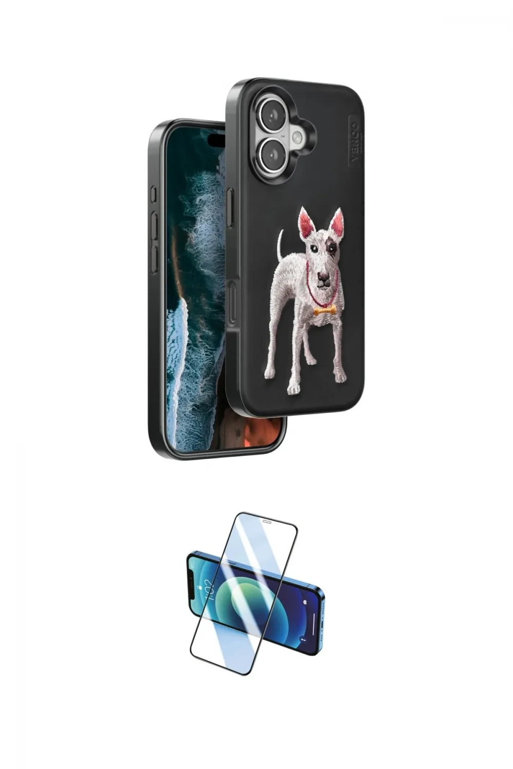 ieg™ iPhone 16 Kılıf Nova Form Koleksiyonu - Siyah 3D Antistatik Seramik Nano Ekran Koruyucu