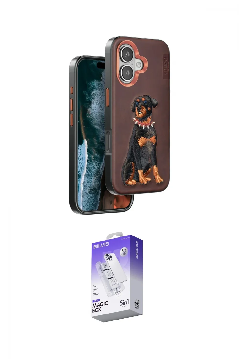 ieg™ iPhone 16 Kılıf Nova Form Koleksiyonu - Siyah Bilvis 5in1 3D Magic Cam Ekran Koruyucu