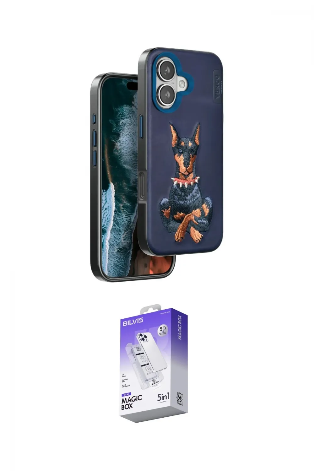 ieg™ iPhone 16 Kılıf Nova Form Koleksiyonu - Siyah Bilvis 5in1 3D Magic Cam Ekran Koruyucu