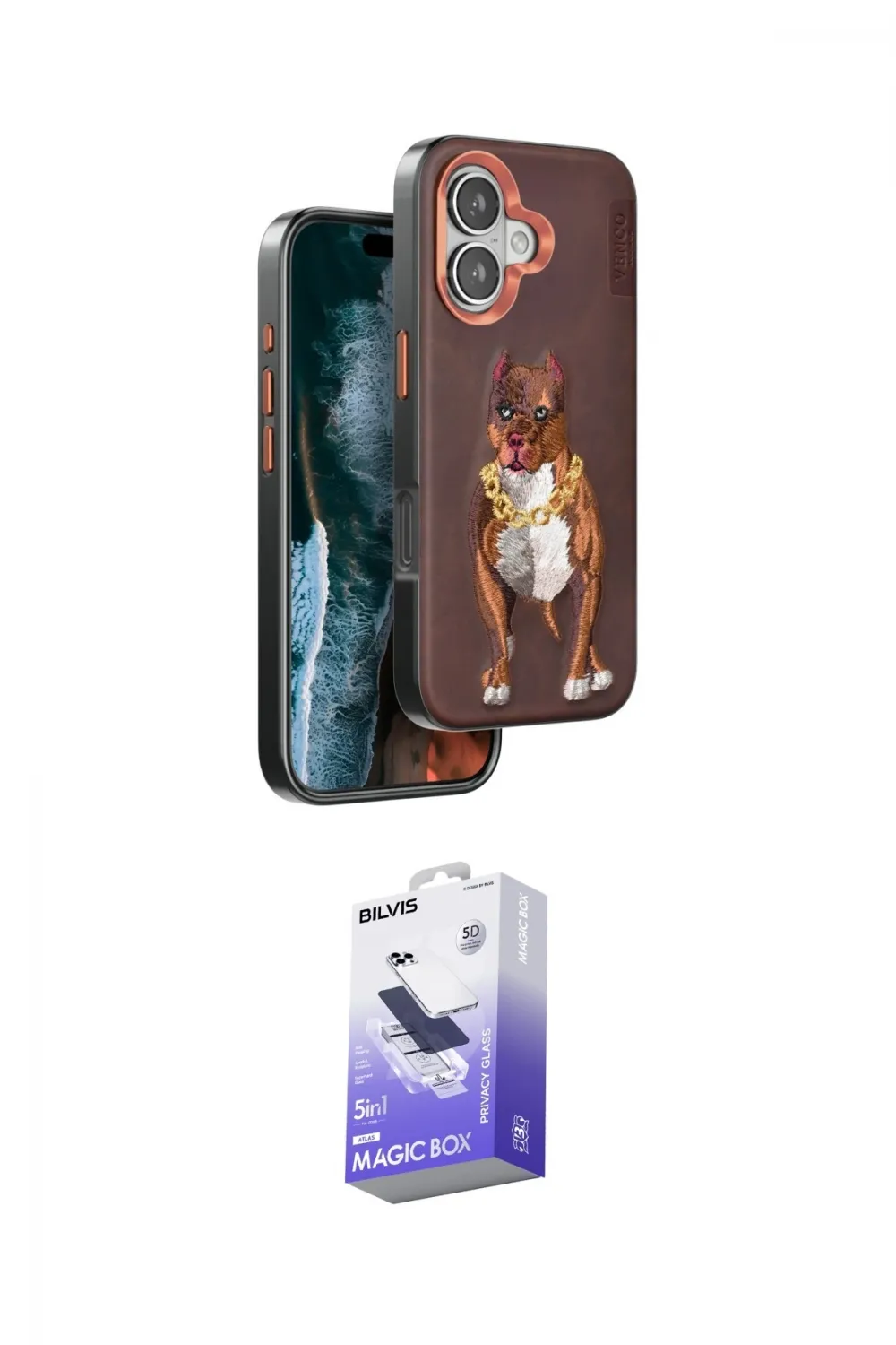 ieg™ iPhone 16 Kılıf Nova Form Koleksiyonu - Siyah Bilvis 5in1 5D Magic Hayalet Cam Ekran Koruyucu