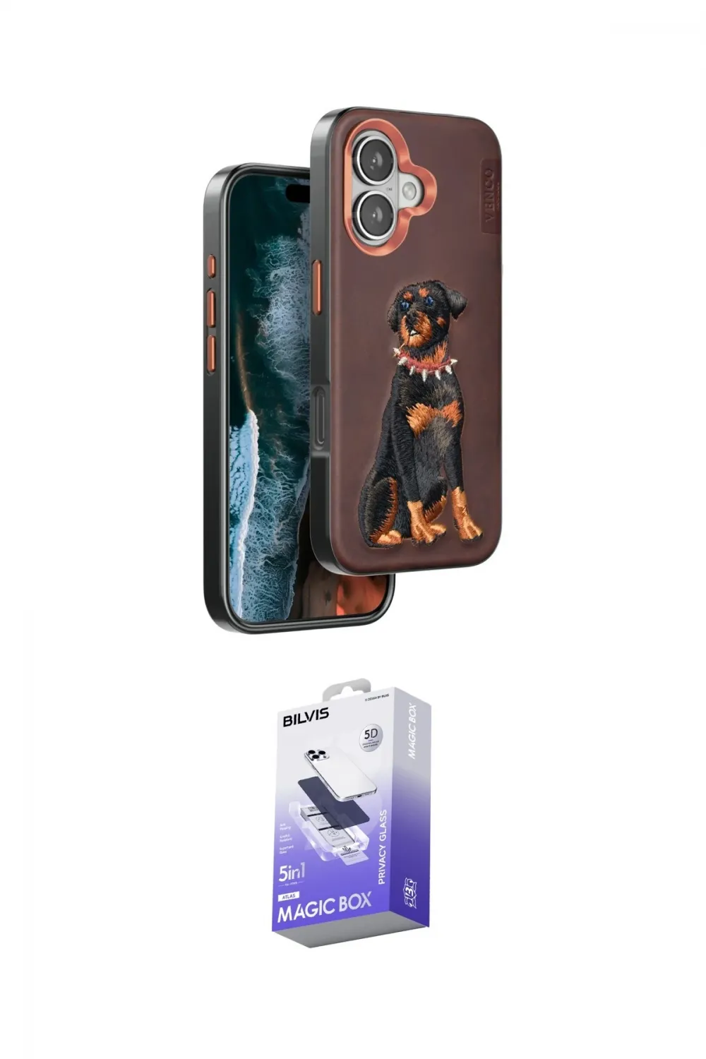 ieg™ iPhone 16 Kılıf Nova Form Koleksiyonu - Siyah Bilvis 5in1 5D Magic Hayalet Cam Ekran Koruyucu