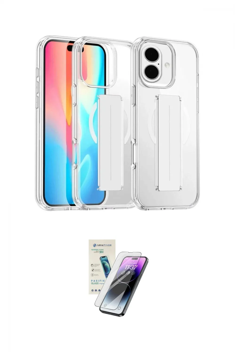 ieg™ iPhone 16 Kılıf Nova Işık Koleksiyonu - Şeffaf Pasifik Cam Ekran Koruyucu