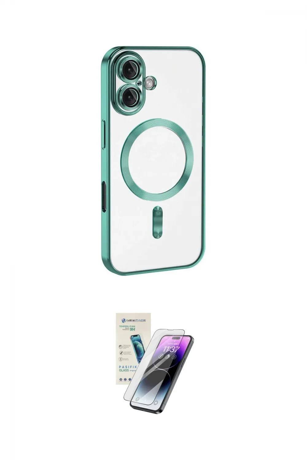 ieg™ iPhone 16 Kılıf Nova Işık Özel Seri - Şeffaf Pasifik Cam Ekran Koruyucu