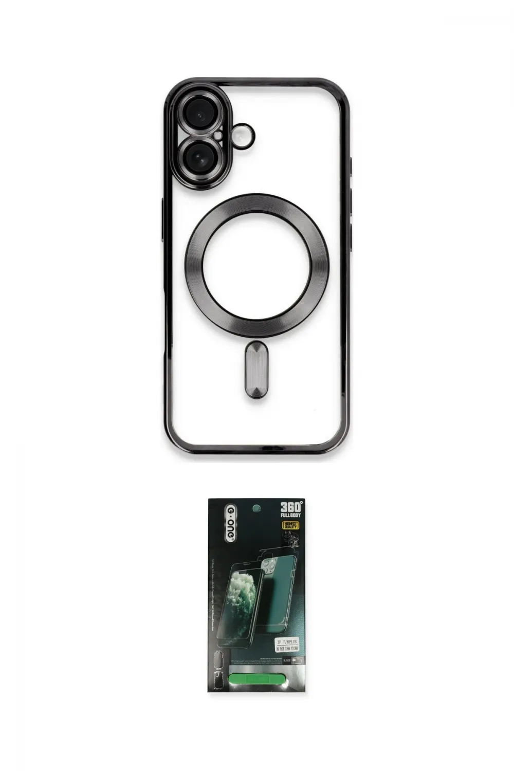 ieg™ iPhone 16 Kılıf Nova Işık Özel Seri - Siyah 360 Mat Full Body Arka Koruyucu