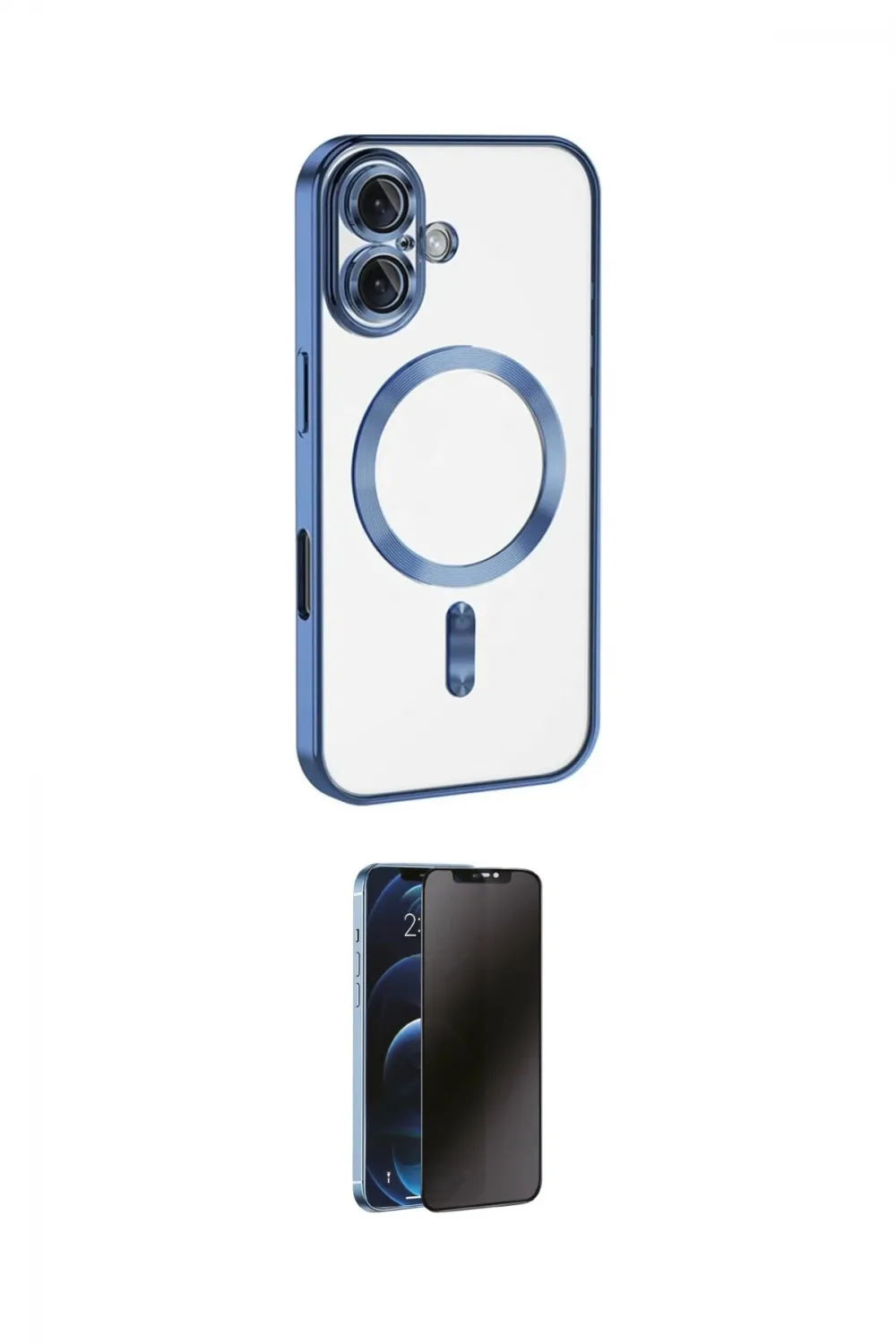 ieg™ iPhone 16 Kılıf Nova Işık Özel Seri - Siyah 3D Antistatik Hayalet Cam Ekran Koruyucu