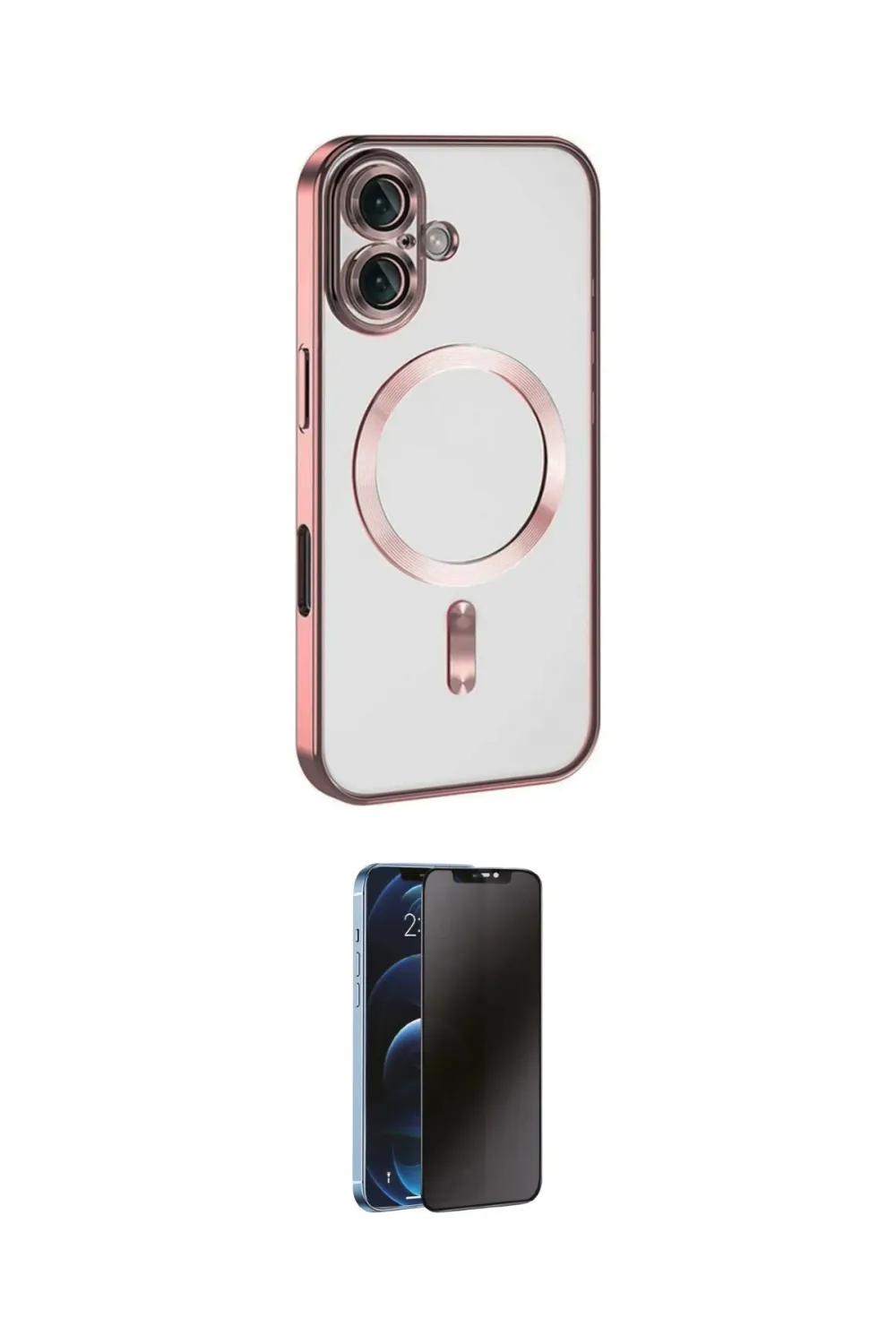 ieg™ iPhone 16 Kılıf Nova Işık Özel Seri - Siyah 3D Antistatik Hayalet Cam Ekran Koruyucu